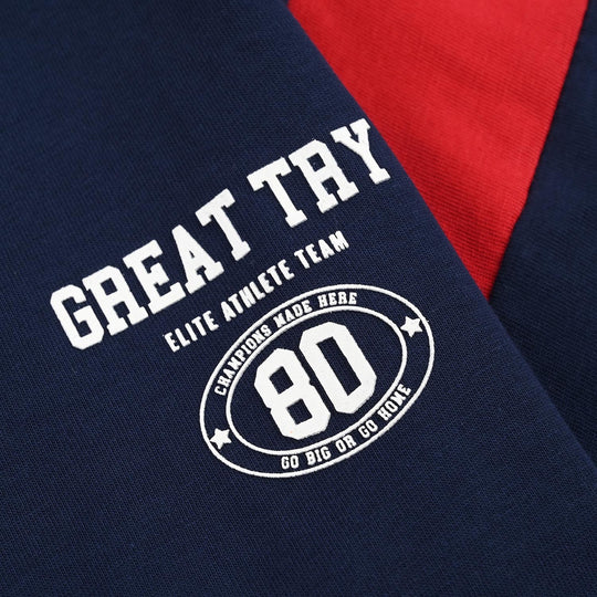 Boys Cotton Jersey T-Shirt H/S Great Try-NAVY