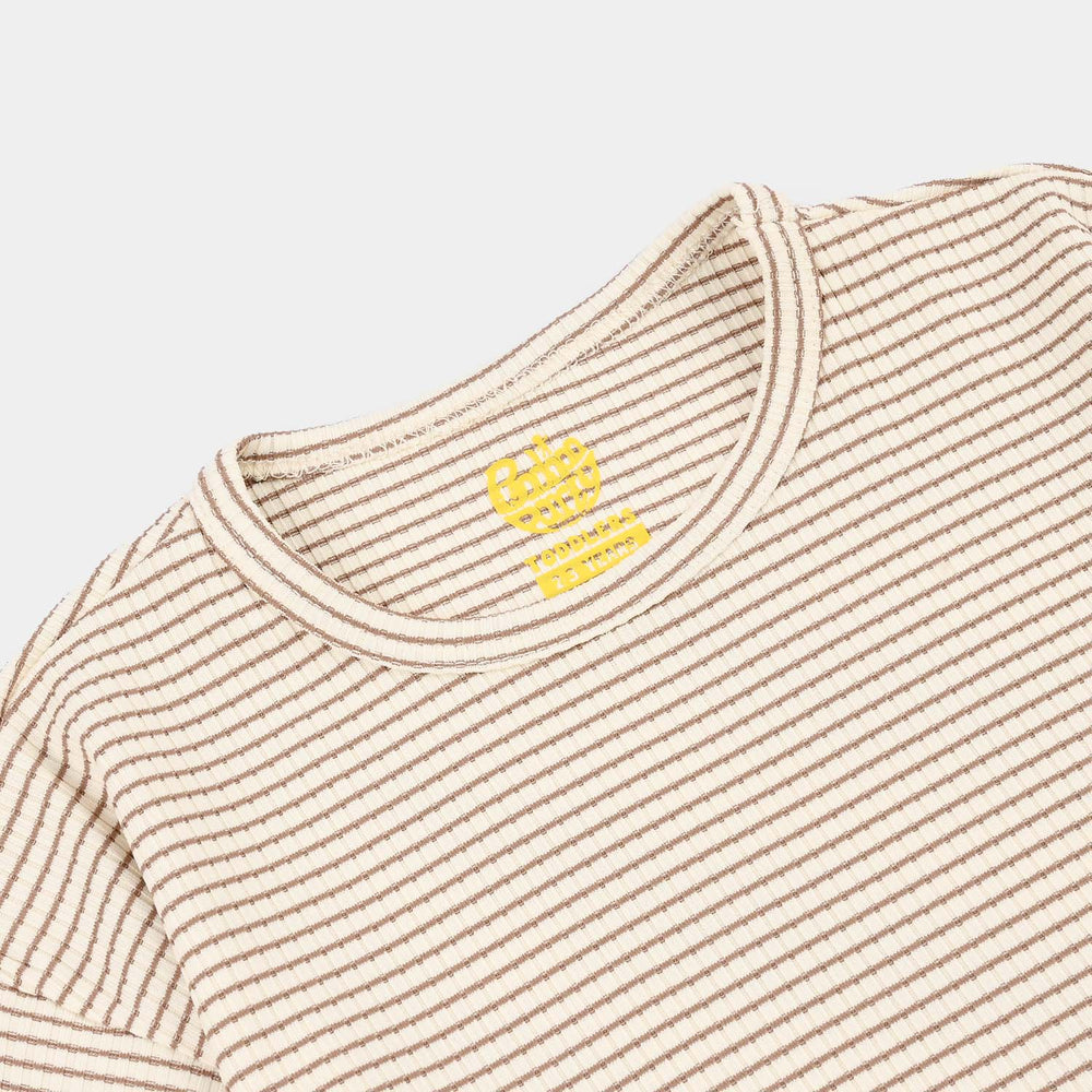 Boys Yarn Dyed T-Shirt Cool Summer Plans-BROWN