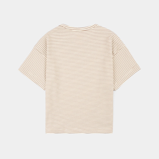 Boys Yarn Dyed T-Shirt Cool Summer Plans-BROWN