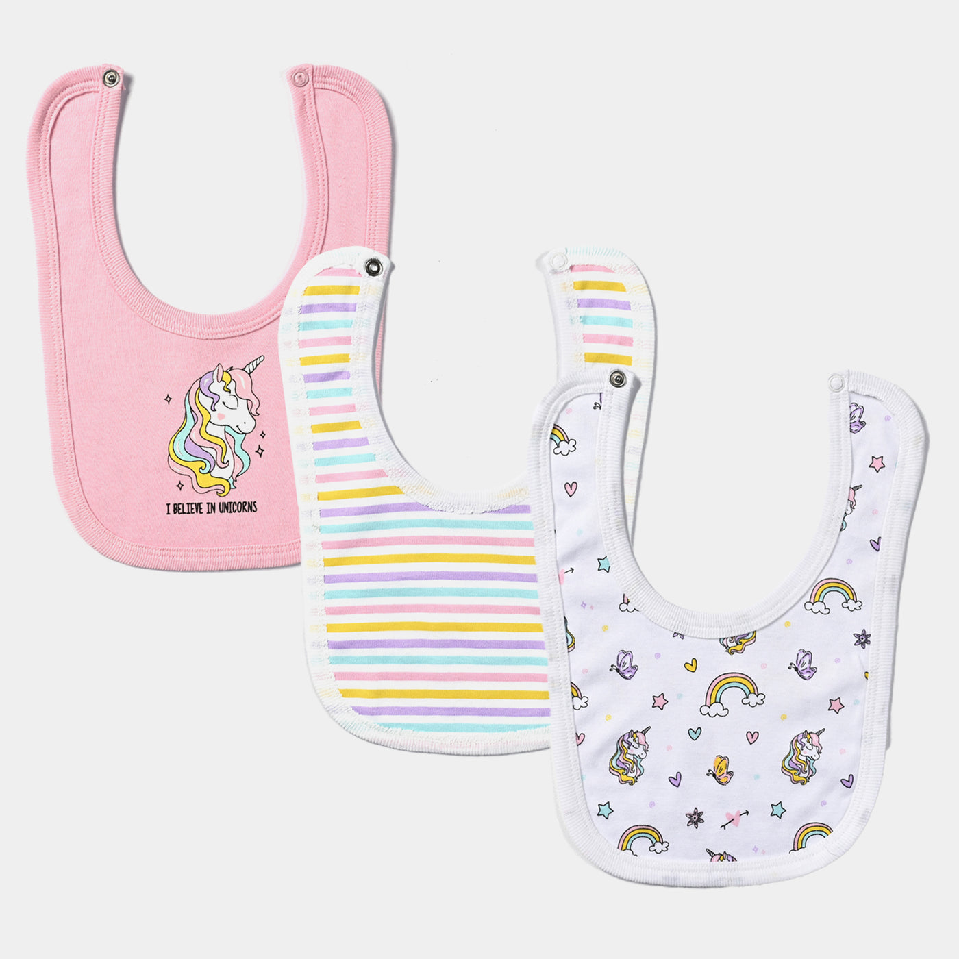 Pack Of 3 Baby Cotton Interlock Bibs Set-MIX