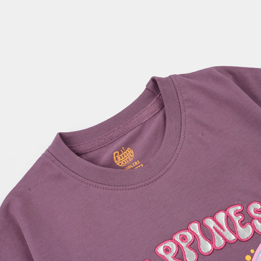 Girls 2x1 Rib T-Shirt Happiness - Purple