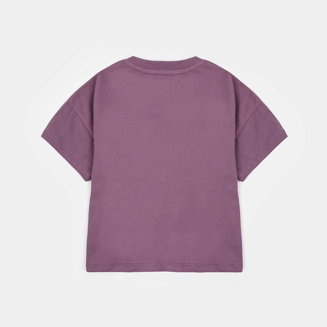 Girls 2x1 Rib T-Shirt Happiness - Purple