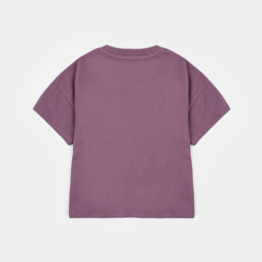 Girls 2x1 Rib T-Shirt Happiness - Purple