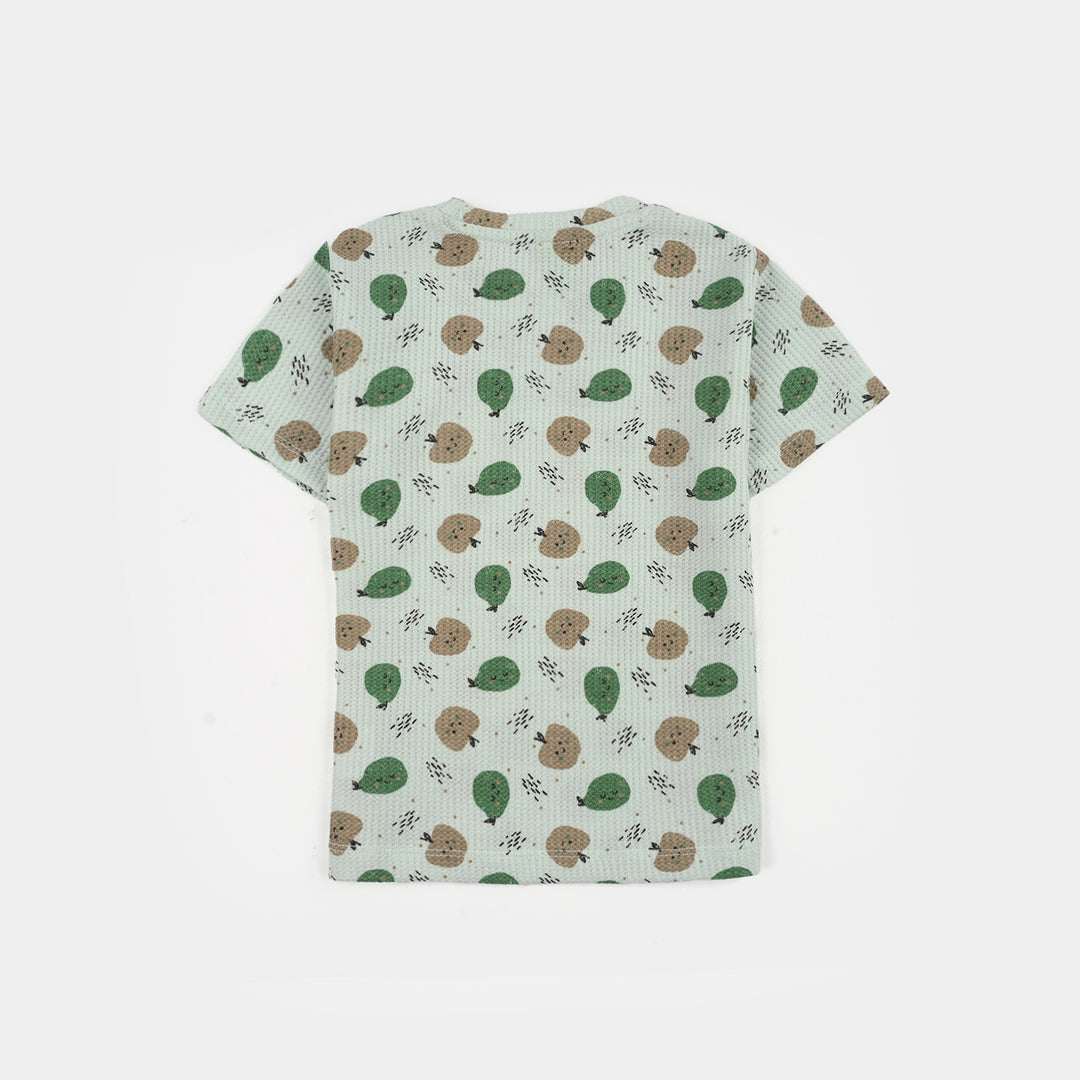 Infant Boys Waffle T-Shirt (Apple) - Green