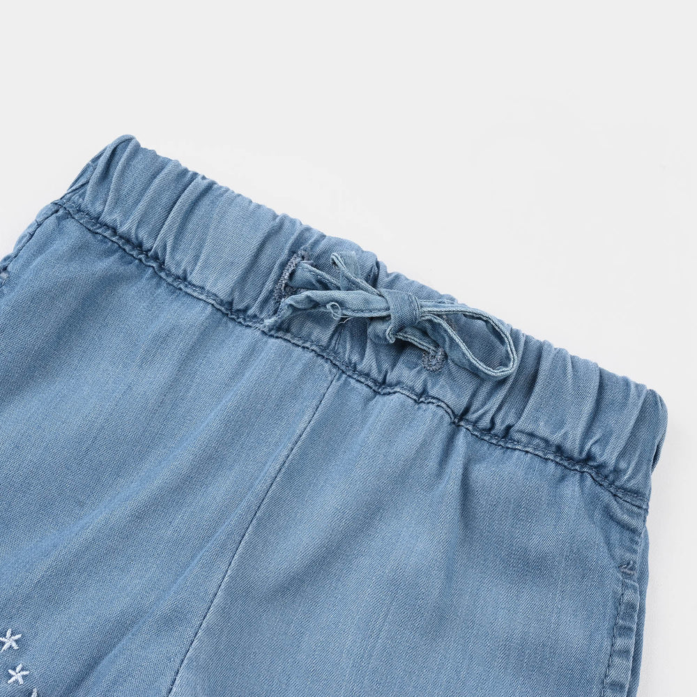 Infant Girls Denim rigid Short Petals-Light Blue