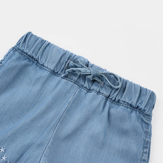 Infant Girls Denim rigid Short Petals-Light Blue