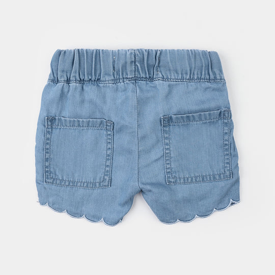 Infant Girls Denim rigid Short Petals-Light Blue