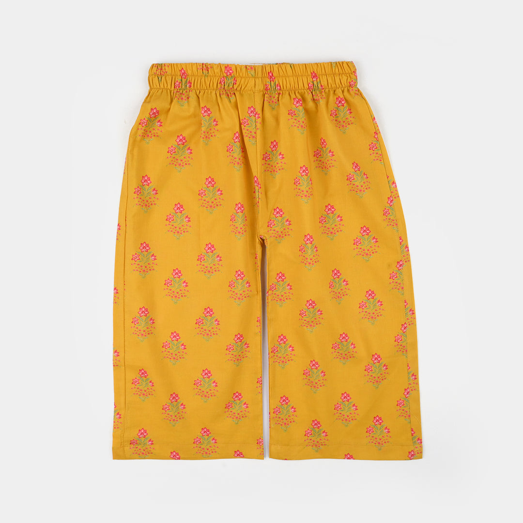 Girls Cotton Poplin Printed 2Piece Botanical -Yellow