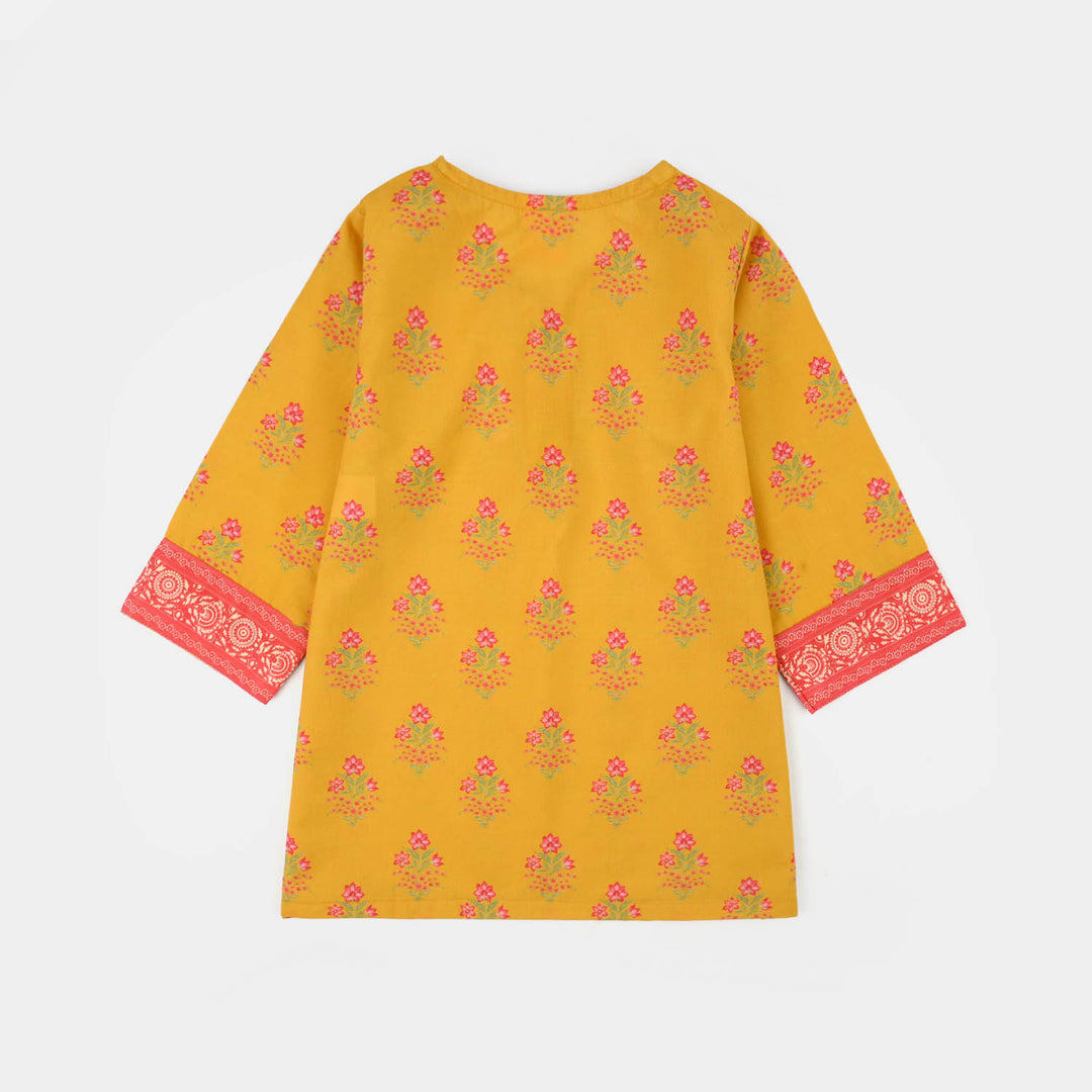 Girls Cotton Poplin Printed 2Piece Botanical -Yellow
