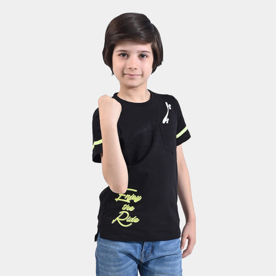 Boys Cotton Jersey T-Shirt H/S Skate Park-Black