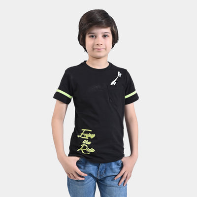 Boys Cotton Jersey T-Shirt H/S Skate Park-Black