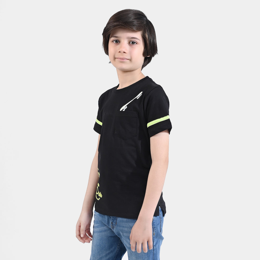 Boys Cotton Jersey T-Shirt H/S Skate Park-Black