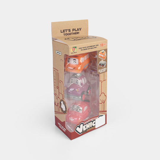 Friction-Powered Cartoon Vehicle Set | 3PCs