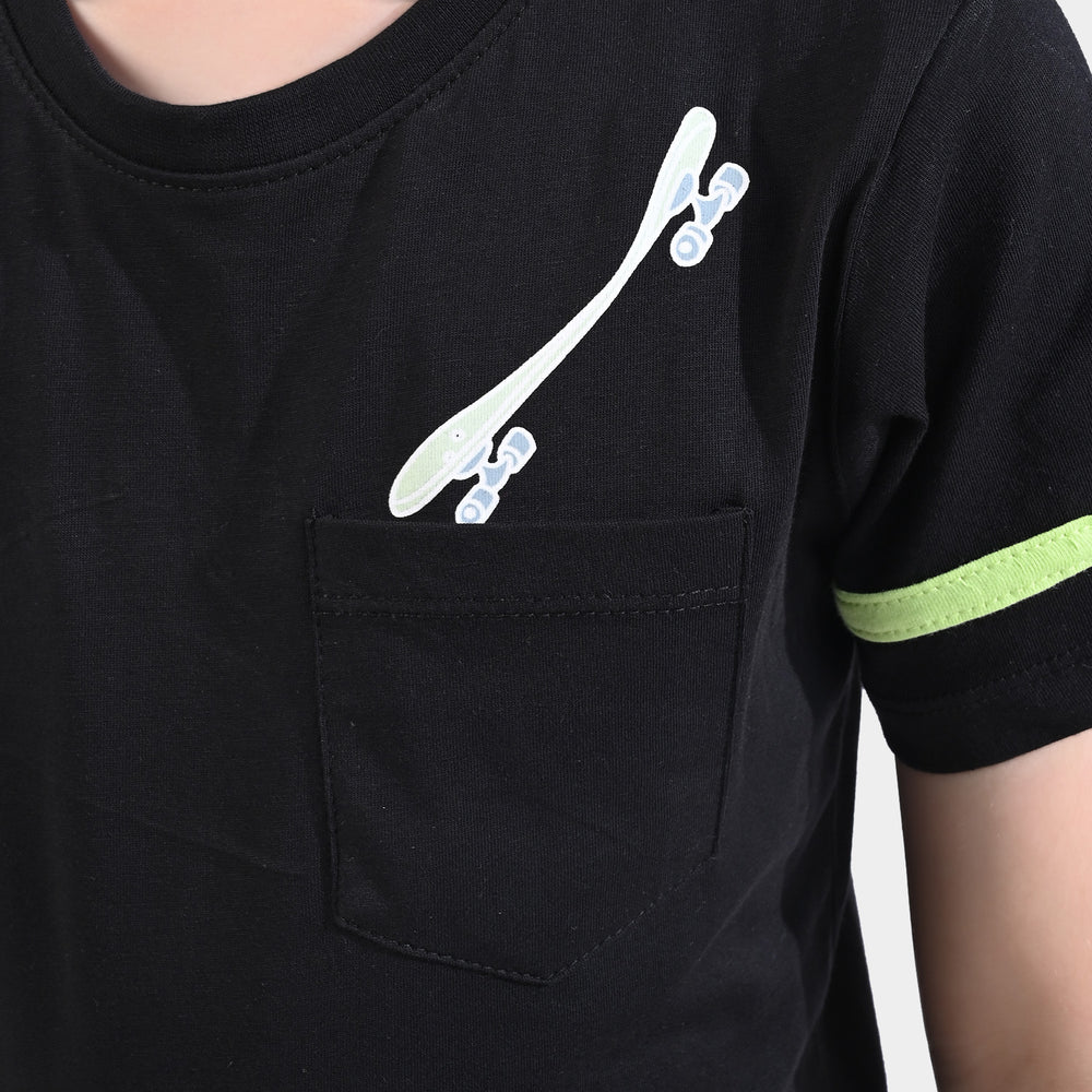 Boys Cotton Jersey T-Shirt H/S Skate Park-Black