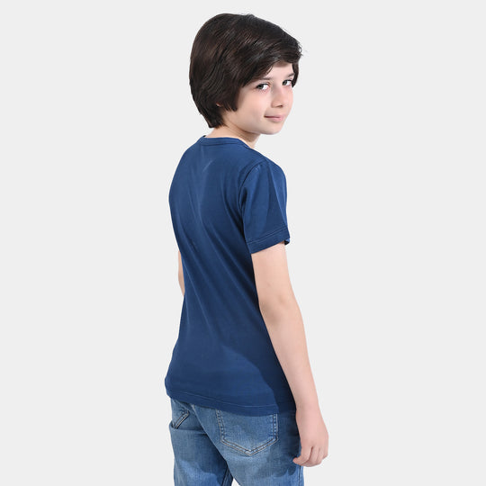 Boys Cotton Jersey T-Shirt H/S Lets Rock-Blue Opal