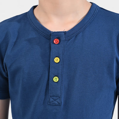 Boys Cotton Jersey T-Shirt H/S Lets Rock-Blue Opal