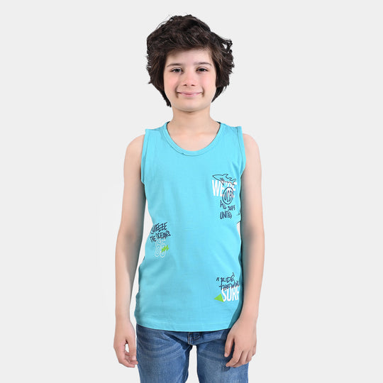 Boys Slub Jersey Sando Ocean-Sky Blue