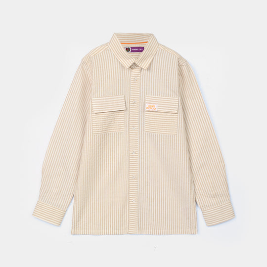 Boys Yarn Dyed Shirt - Light Brown