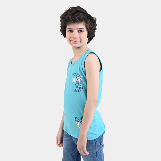 Boys Slub Jersey Sando Ocean-Sky Blue