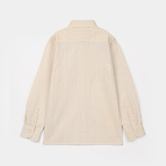 Boys Yarn Dyed Shirt - Light Brown
