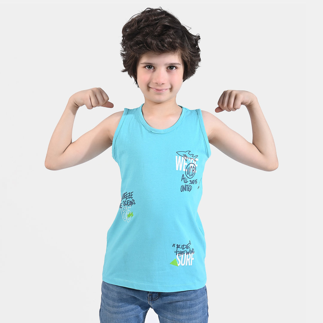 Boys Slub Jersey Sando Ocean-Sky Blue