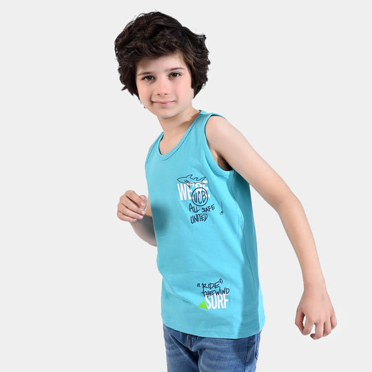 Boys Slub Jersey Sando Ocean-Sky Blue