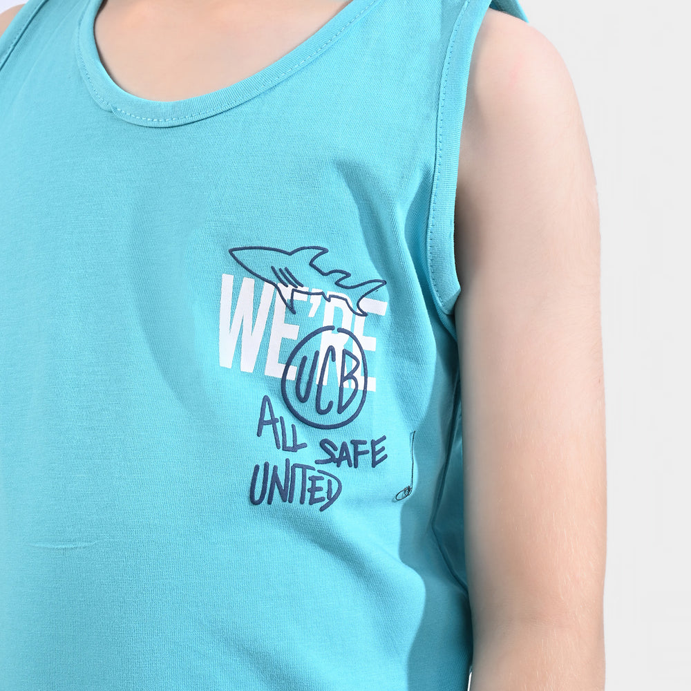 Boys Slub Jersey Sando Ocean-Sky Blue