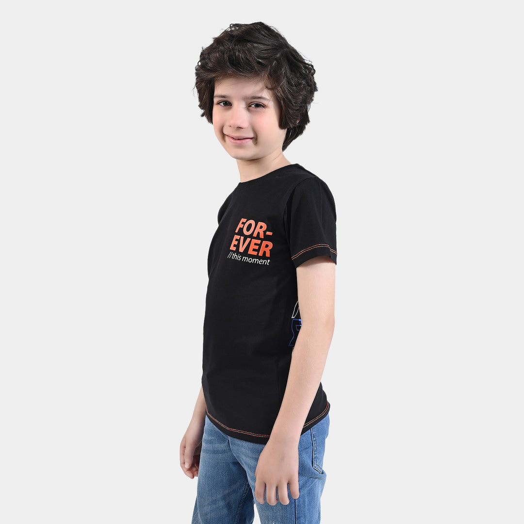 Boys Cotton Jersey T-Shirt H/S Forever-Black