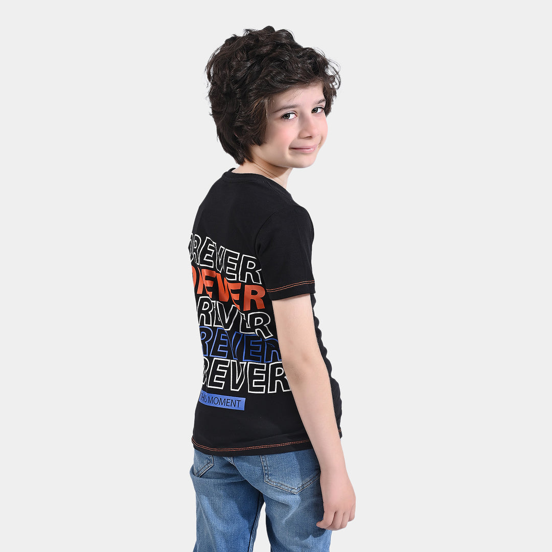 Boys Cotton Jersey T-Shirt H/S Forever-Black