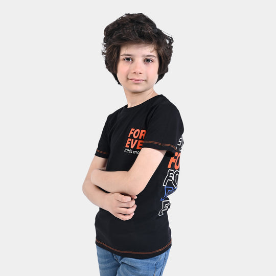 Boys Cotton Jersey T-Shirt H/S Forever-Black