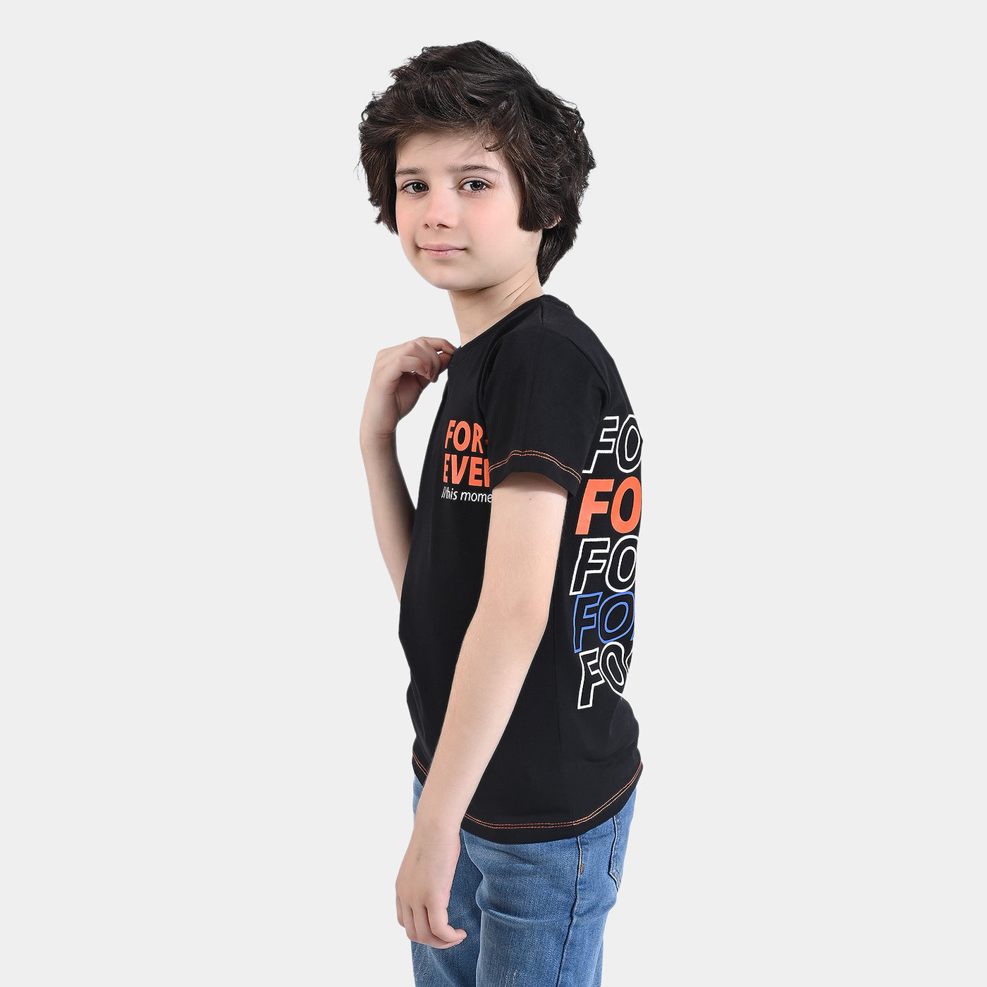 Boys Cotton Jersey T-Shirt H/S Forever-Black