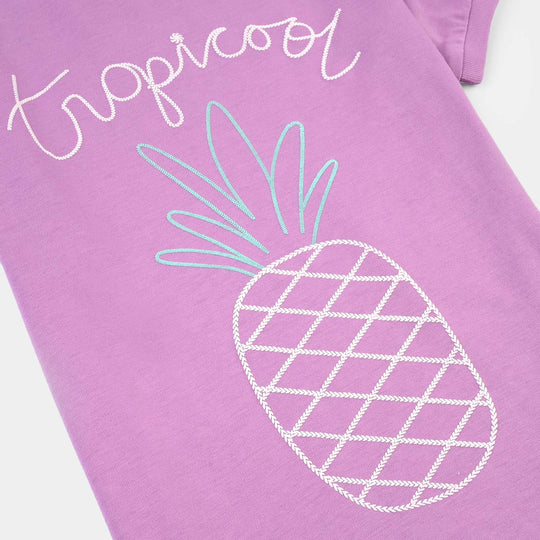 Girls Cotton Jersey T-Shirt H/S Tropical-Rad Orchid