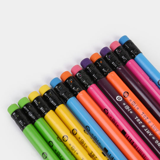 Bright Eraser Tipped Graphite Pencil Set | 12PCs