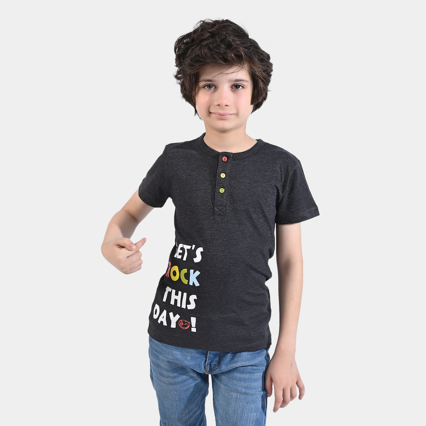 Boys Cotton Jersey T-Shirt H/S Lets Rock-C.Melange