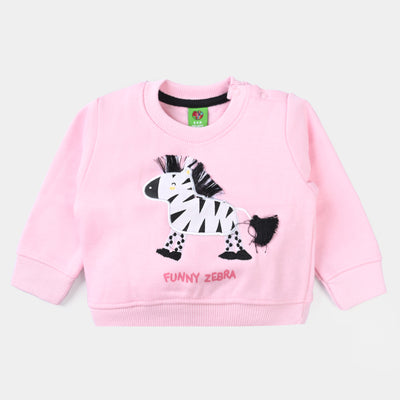 Infants Girls Fleece Sweatshirt Funny Zebra-Candy Pink