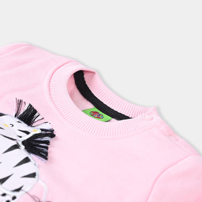 Infants Girls Fleece Sweatshirt Funny Zebra-Candy Pink