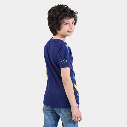 Boys Cotton Jersey T-Shirt H/S Creative Mind-NAVY