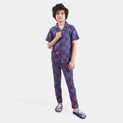 Boys PC Jersey Nightwear Suit Character-NAVY