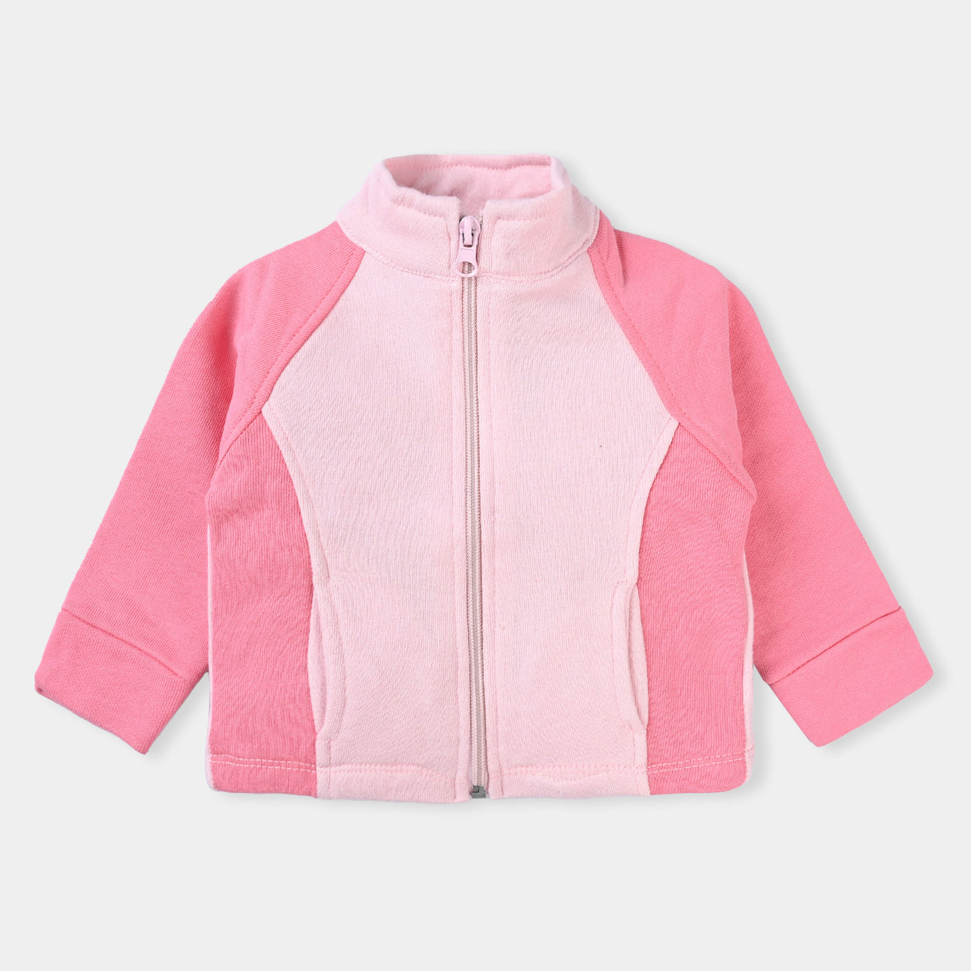 Infant Girls Cotton Terry Jacket Cut & Sew-Pink