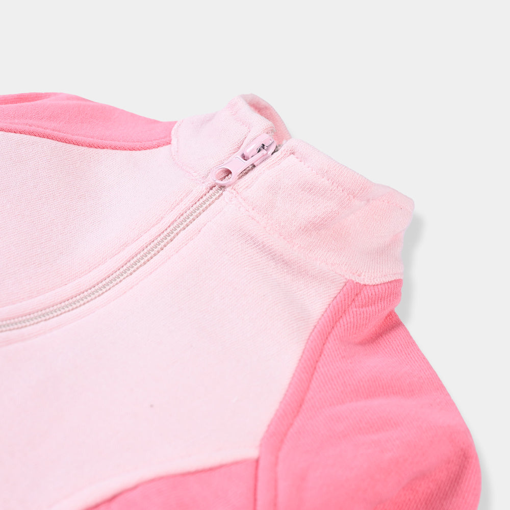 Infant Girls Cotton Terry Jacket Cut & Sew-Pink