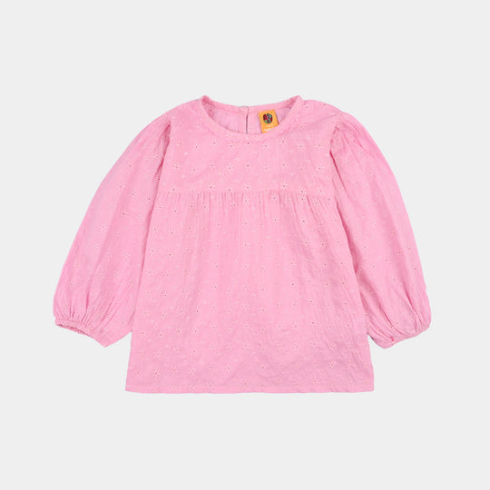 Girls Cotton Emb Top Daffodils-Lilac