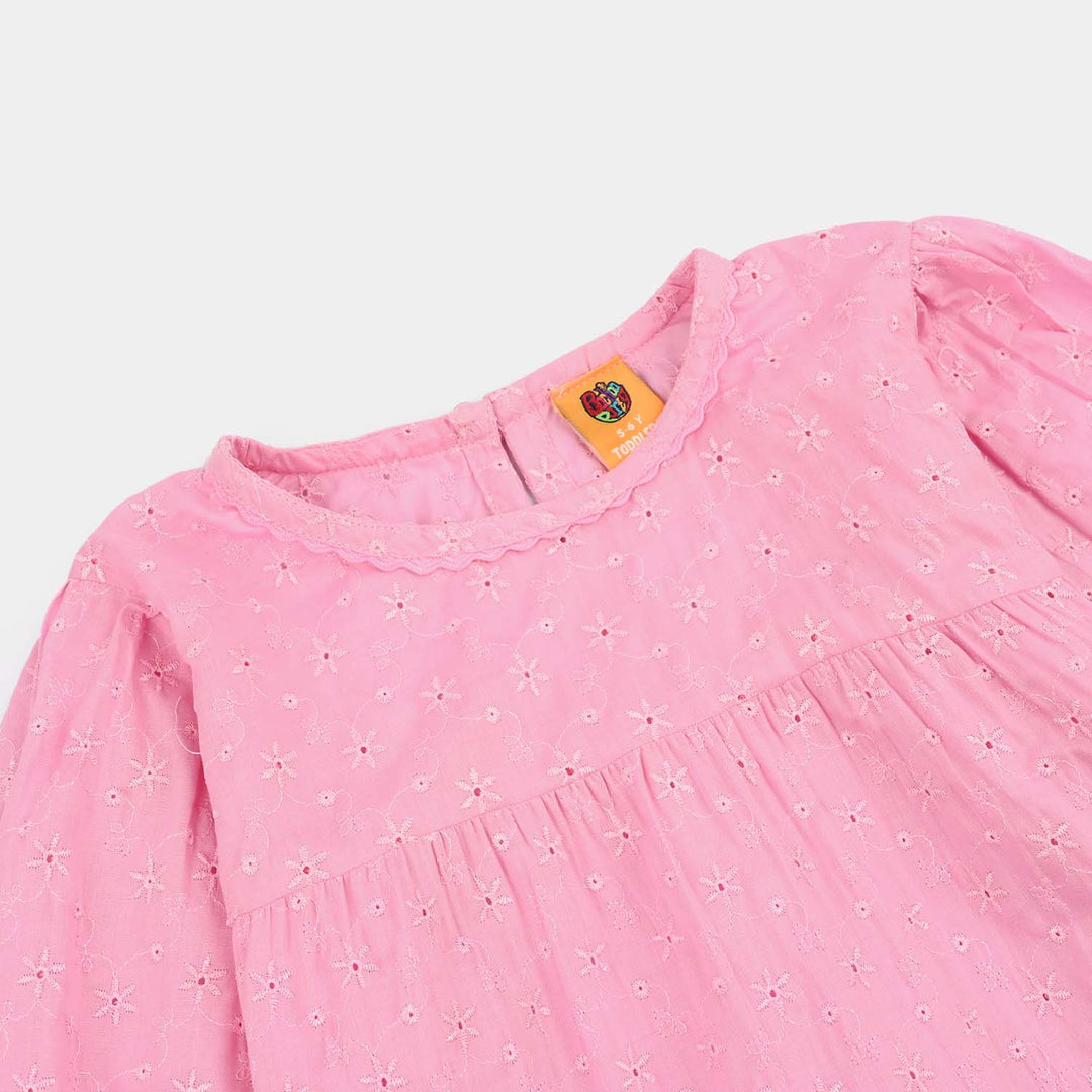 Girls Cotton Emb Top Daffodils-Lilac
