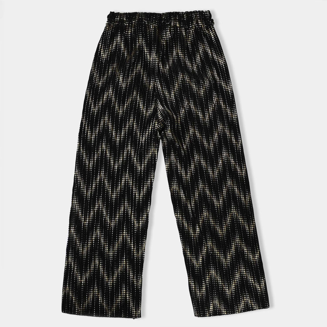 Girls Satin Culotte Pant Chevron-BLACK