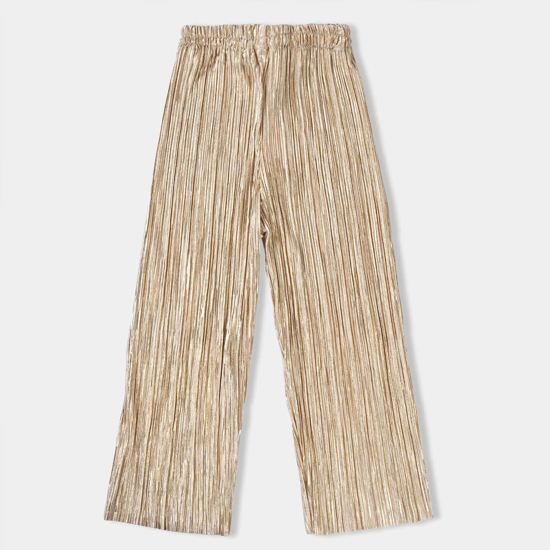 Girls Satin Culotte Pant Lurex-Golden