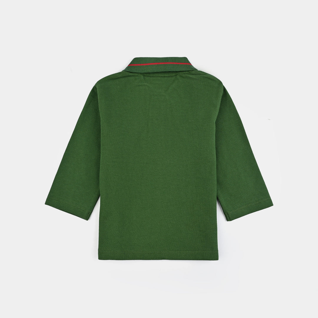 Infant Boys Jumbo Pique Polo F/S Super Heroes-Olive Green