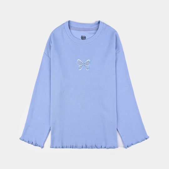 Girls Rib T-Shirt F/S Butterfly