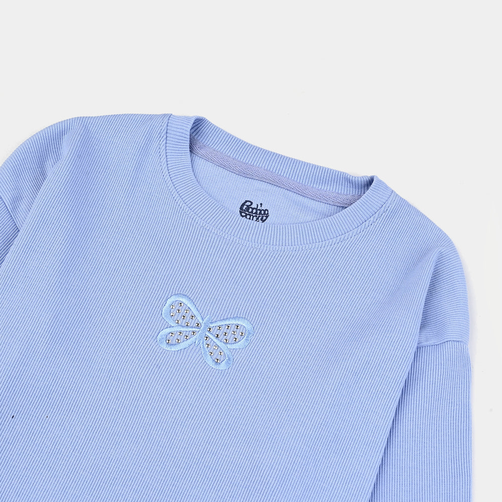 Girls Rib T-Shirt F/S Butterfly
