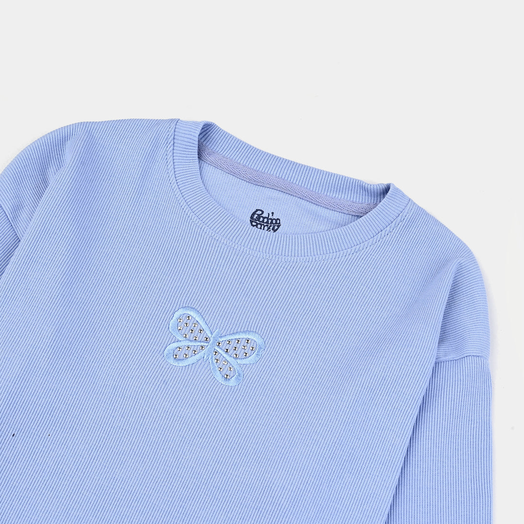 Girls Rib T-Shirt F/S Butterfly