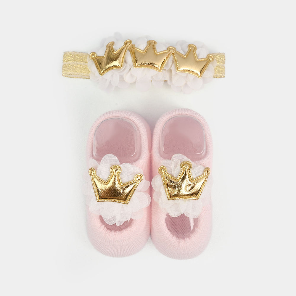 Baby Headband With Socks | 0-9M