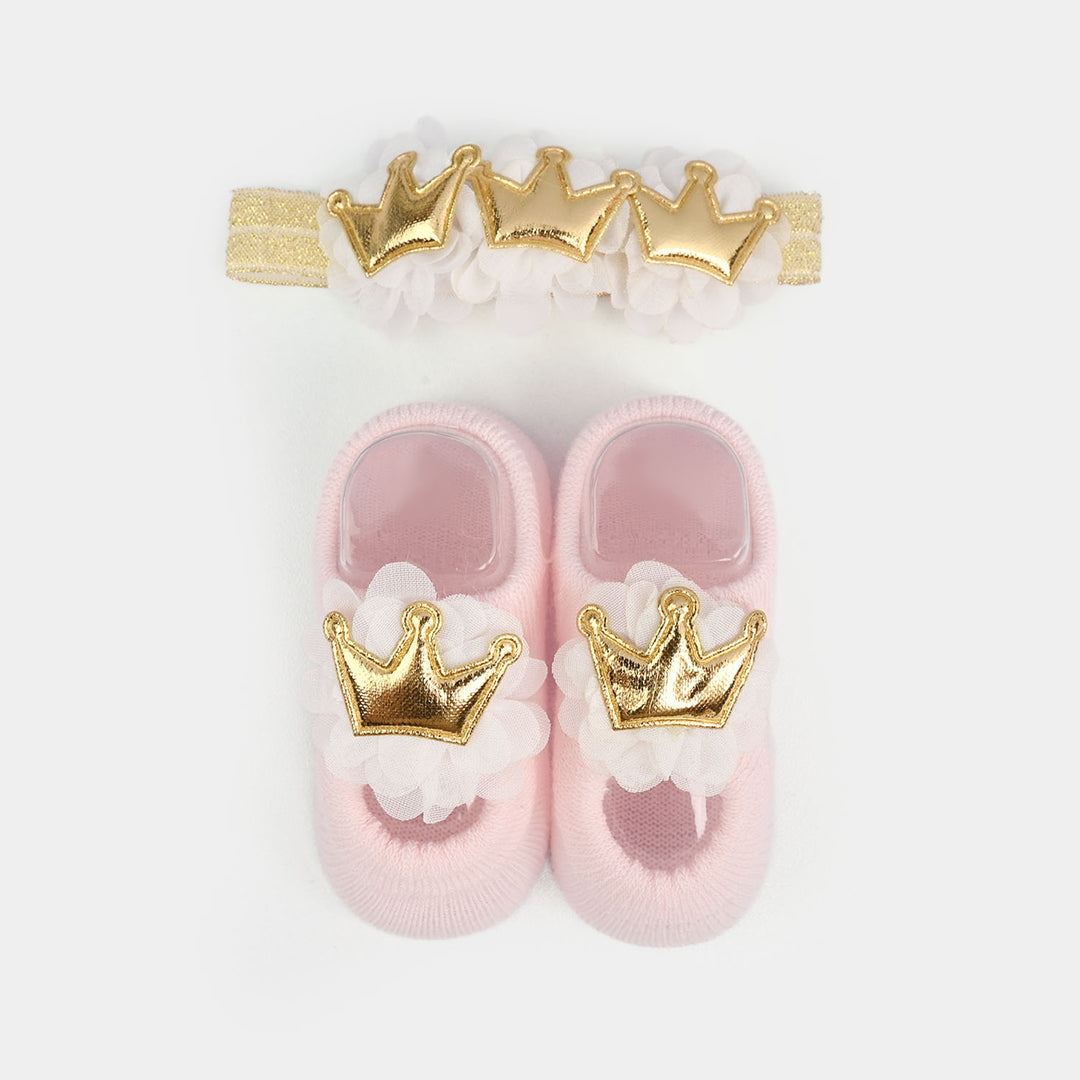 Baby Headband With Socks | 0-9M